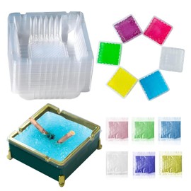 50 Pcs Disposable Ashtrays and one Luxurious Base, Portative Smokeless Ashtrays with Sand Deodorant,Ashtrays and Scented Smoke-Extinguishing Sand, Household Anti-Smell Ashtray (Dark Green Base)