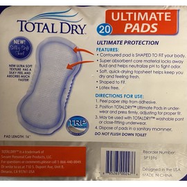 Total Dry 20 Total Dry Ultimate Soft Protection Pads 16" for Bladder/Incont