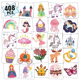 Partywind 408 PCS Kids Tattoos for Party Supplies, Individually Wrapped Sheet Temporary Tattoos Stickers for Kids Goodie Bag Stuffers, Fun Birthday Party Favors - Sweet