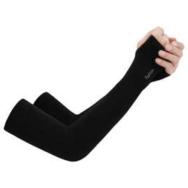 JK Home UV Protection Cooling Ice silk Arm Sleeves - UPF 50 Sun Sleeves for Men & Women for Running, Cycling, Fishing, Golf, Volleyball, Basketball, Baseball & Football Black-Mitten