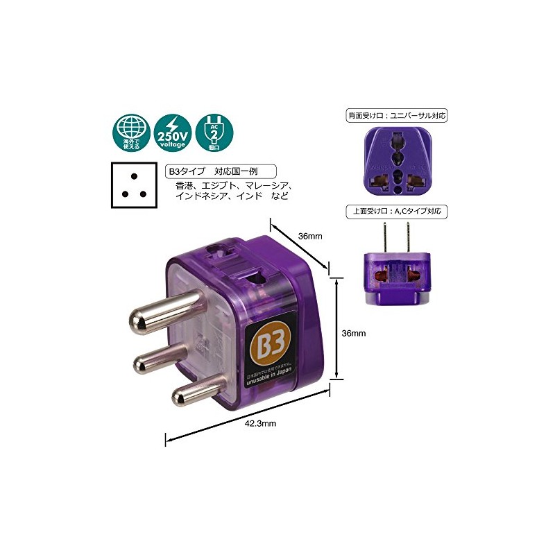 ROAD WARRIOR RWG-D005 Electrical Plug for International Travel B3 Type