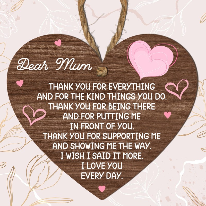 Wooden Heart Plaque Gift for Mum - Heartfelt Gift For
