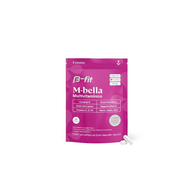 B-FIT Vitaminas para Mujer M-Bella 60 Cápsulas 683mg Multivitamínico