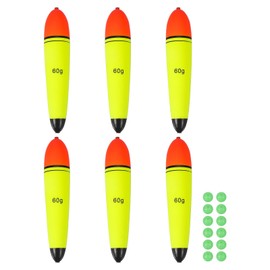 YELARXI Fishing Slip Bobbers, EVA Foam Bobbers Slip Floats with Fish Beads, 2.1 Oz Floatage Fit for Perch Carp Bass Fishing Corks Saltwater Freshwater (6 Pack, Red/Yellow)