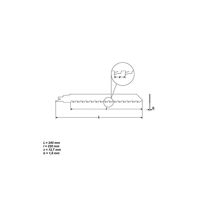 HM Reciprocating Saw Blade for Aerated Concrete 240 mm Z
