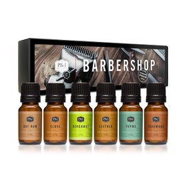 P&J Trading Aceite aromático | Juego de 6 aceites aromáticos de alta calidad – cuero, madera de teca, clavo, ron de laurel, bergamota, tomillo