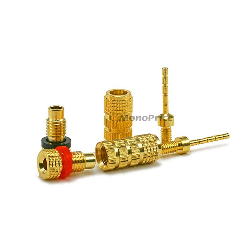 Monoprice 1 Pair of Gold Plated Speaker Pin Plugs, Closed