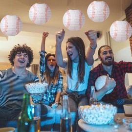 8'' Baseball Paper Lanterns Sport Baseball Themed Birthday Party Decorations Ceiling Hanging Baseball Decor for Baseball Party Games - Pack of 10