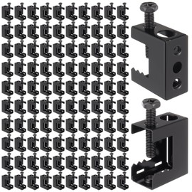 AOKLIT 1/4"-20 Spring Steel Beam Clamps, 100PCS Metal Beam Clamp Steel Small C Clamps for Installation on Beams 1/4" and 3/8" Threaded Rod, Pipe Cable Woodworking Tool