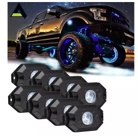 V-Spec 8 Pcs RGB LED Light Mini Rock Bluetooth Control Multi-Function Wireless US