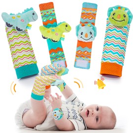Wootoyz Baby Toy 0 3 6 9 12 Months, Rattle Socks Baby Toy from 0-12 Months Baby Gift Boy Dinosaur Toy from 0-12 Months Montessori Toy from 0-12 Months Newborn Gift