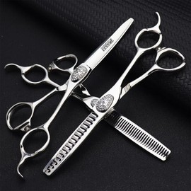 440C 전문가용 이발 가위 산 강철 CNC 스타일리스트 헤어컷 세트 미용 커팅 도구 [06 6 inch thin 20-30] 440C Professional Hair Cutting Scissors Mountain Steel CNC Stylist Haircut Set Beauty Cutting Tools [06 6 inch thin 20-30]