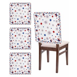 4th of July Chair Covers Set of 4 American Flag Patriotic Stars Chair Slipcover Protector Stretch Chair Covers Freedom Fireworks Independence Day Chair Back Covers for Dining Chairs Kitchen Party