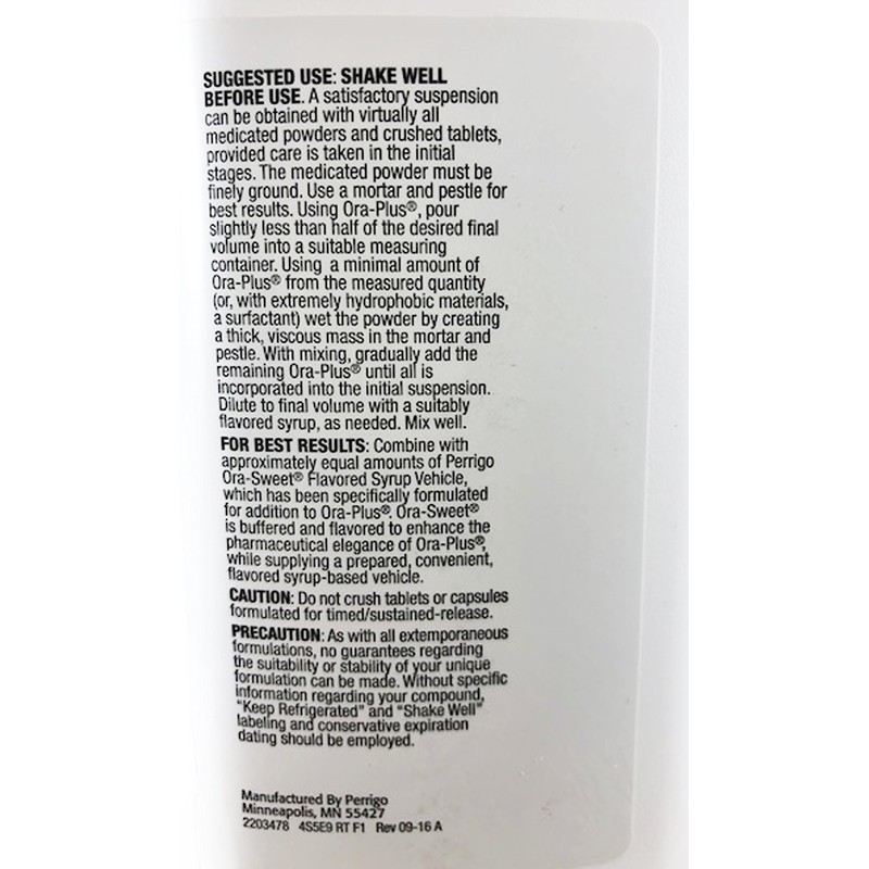 Ora-Plus Oral Suspending Vehicle by Paddock - 16 Oz -