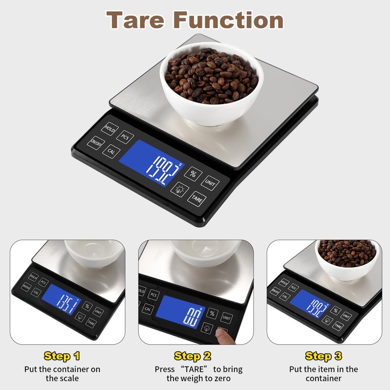 SEMIER Digital Kitchen Scale with 0.1g/0.001oz High Precision, 5kg/11lb Food