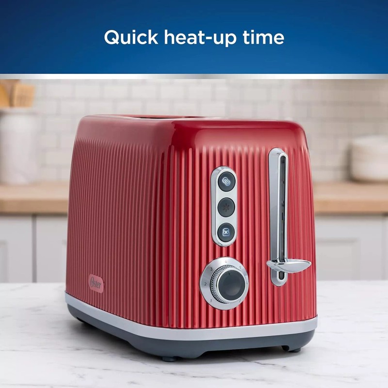 Oster Impressions Collection Retro 2-Slice Red Toaster Extra-Wide Bagel Slots