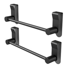 YUMORE Over the Cabinet Towel Holder for Wide Doors, 2-Pack Matte Black Dish Towel Rack for Kitchen & Bathroom
