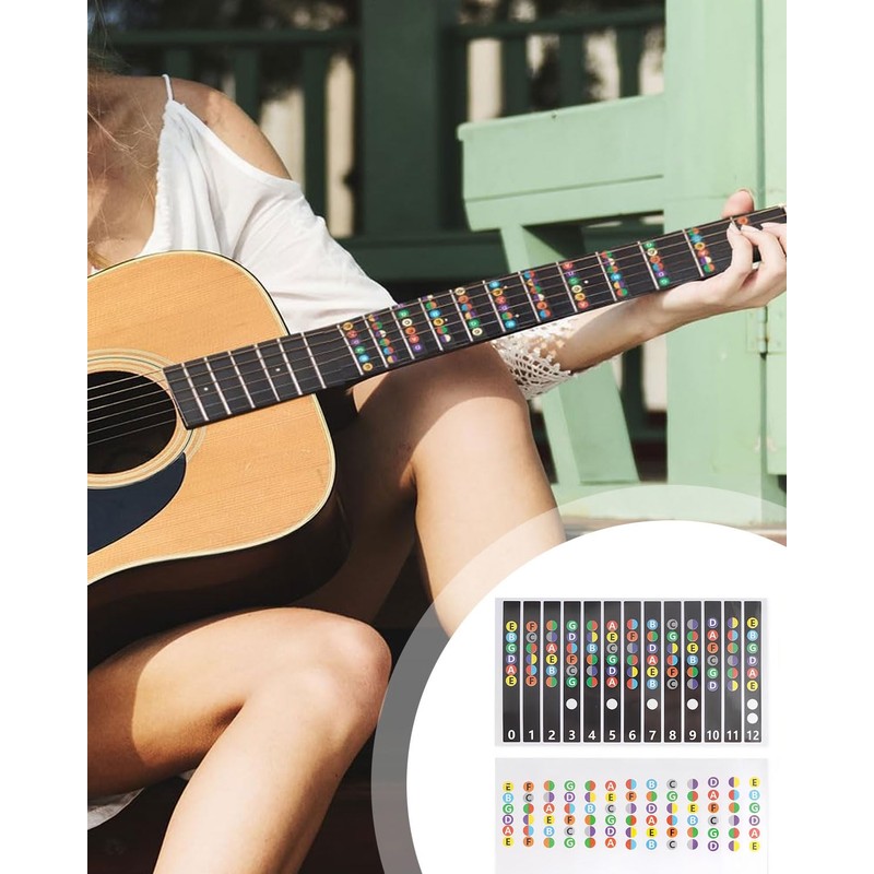 KGDUYC 4pcs Guitar Fingerboard Sheet Music Stickers, Fingerboard Guitar Neck