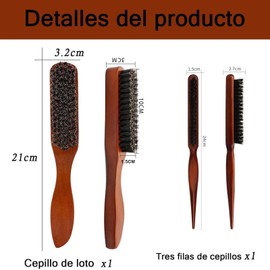 2 Piezas Cepillo Cerdas De Jabali, Cepillo De Barba, Cepillo De Melena De Jabalí, Cepillo De Forma De Melena De Jabalí, Para Hombres y Mujeres, Cabello Seco Grueso, Rizado y Rizado