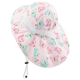 RAOEXI Baby Girl Sun Protection Hat with Neck Flap Toddler Boy Mesh Bucket Hats Wide Brim Kids Adjustable Summer Beach Cap UPF 50+ (Pink B, M (2-6 Years))
