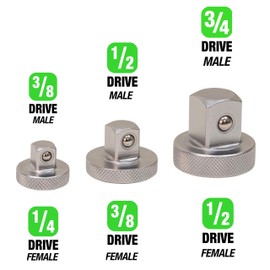 OEMTOOLS 22535 Low Profile Adapter Set, 3 Piece Set, Converts Ratchet Sizes, 1/2", 1/4", and 3/8" Drive Socket Adapter Set, Designed to Fit Tight Spaces