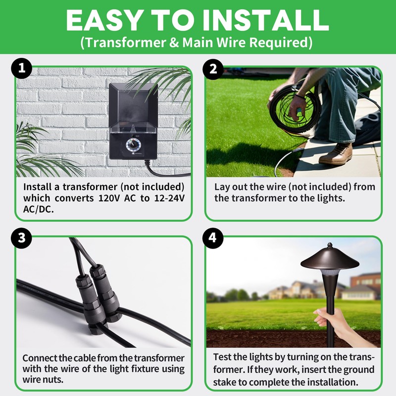Varmtalys Low Voltage Pathway Lights - 2700K/3000K/3500K/4000K/5000K Selectable Landscape Sidewalk
