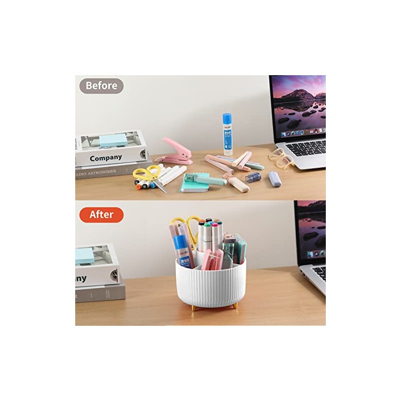 360° Rotating Desk Pencil Holder with 5 Compartments