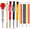 Hiboom 8 Pack Mechanical Carpenter Pencils Set with Center Punch,