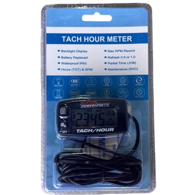 RacingPowerSports Backlit Digital Tach Tachometer Hour Meter ATV Boat Bike