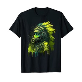 Native American Wearing Gas Mask Graphic T-Shirt