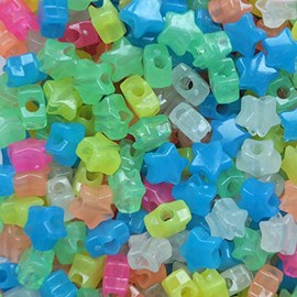 BeadExplosion Star Beads Nightglow Glow in Dark Mix Mix 13mm Pony Beads Large Hole Made in USA B07788 Multicolor