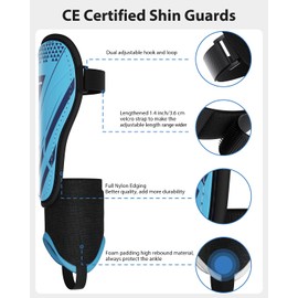 Shin Pads Boys Certified Airsfish Kids Shin Pads with Ankle Protection,High Strength Shin pads,Breathable Non Slip Extended Adjustable Straps,Protective Football Equipment for Boys and Girls