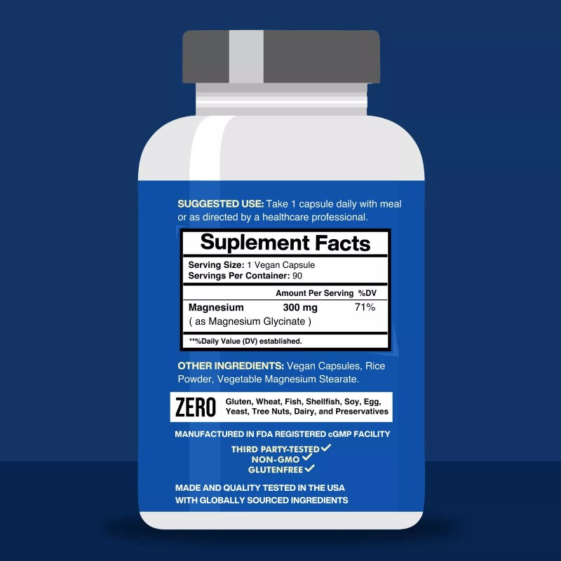 American Standard Supplements Magnesium Glycinate for Men - 300mg Per