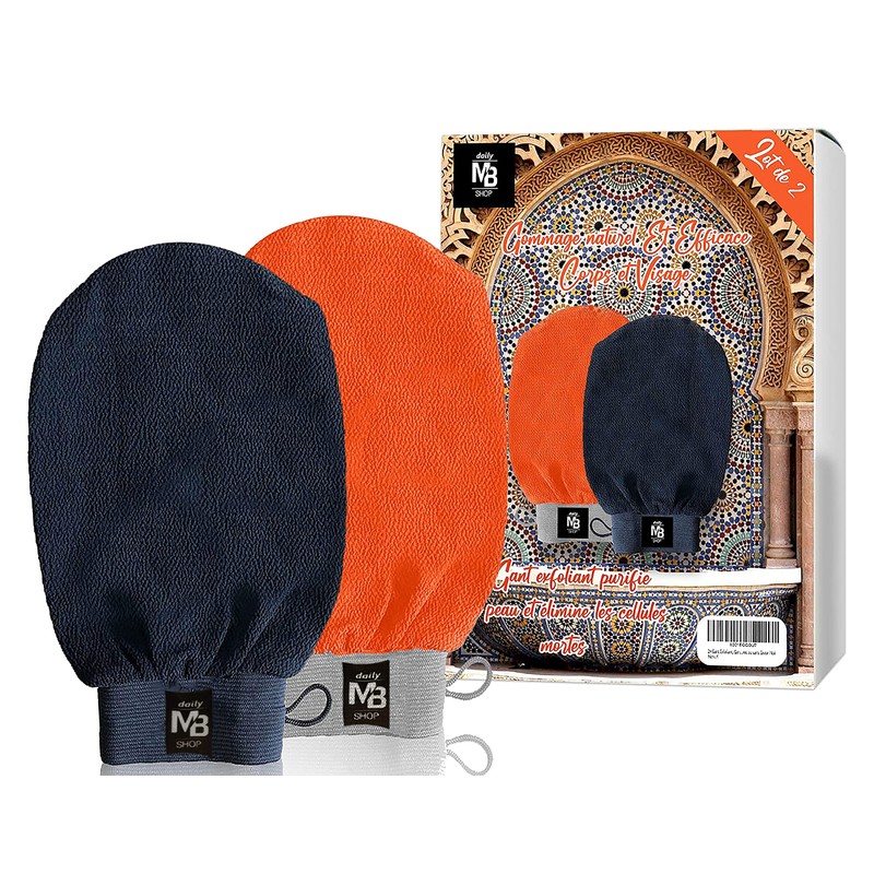 2 x Guanto esfoliante, Guanto di Crin, Guanto Kessa, Hammam,
