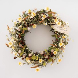 HEADS ZAR-NW1 Head Wreath Diameter 14.6 x 3.9 inches (37 x 10 cm), White, 1 Piece, Natural Wreath, Full Reel, Artificial Flower,