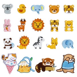 AYNKH 21Pcs Animal Embroidered Iron on Patches for Clothing, Cute Sew on Repair Patches, DIY Patches Stickers Assorted for Dress Backpacks Pants Jeans Hats