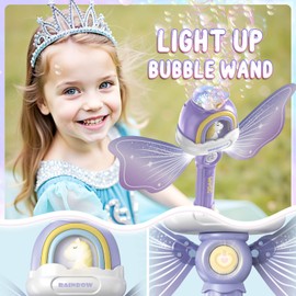 Aooess Princess Bubble Wand for 3+ Years Old Girls: Bubble Machine for 3 4 5 6 7 8 Years Old Kids Bubble Maker for Toddlers Birthday Presents Weddings Party Gifts Outdoor Bubbles Blowing Toys (Purple)