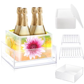 Didaey 4 Pcs Ice Mold Wine Chiller Ice Bottle Chiller Ice Container Mold Ice Silicone Mold Champagne Bucket with Draining Rack for Decorations Centerpiece