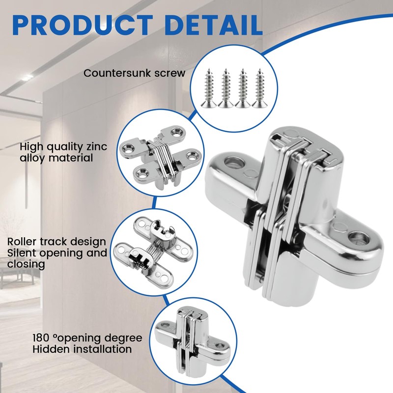 MILYARD 1-3/4" Hidden Hinges for Cabinet Doors – 180 Degree