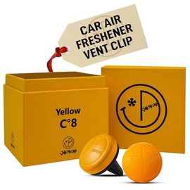 Join The Club Genuine Leather Vent Clips Air Freshener (Yellow) - Premium Essential Oil in Fragrance Tablet - Elegant and Modern Design Air Freshener - Car Vent Clips 108.5 x 108.5 x 113mm