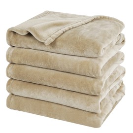 PHF Oversized King Fleece Blanket 120"x120", No Shed No Pilling Big Soft Blanket, Extra Large 10'x 10' Lightweight for Bed, Sofa Travel and Camping, Suitable for All Season, Khaki