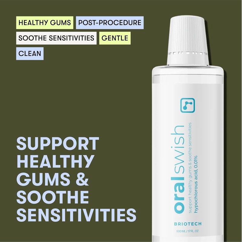 BRIOTECH Oral Swish, Hypochlorous Acid Mouthwash Rinse, Gentle Oral Care