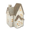 DARO DEKO Ceramic LED House - White Gold Glitter -