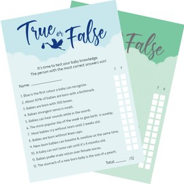 12 x Blue Baby Shower Games True Or False 12 Game Cards and 1 Answer Card Boy/Girl/Unisex (Blue, 12)