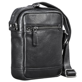 STILORD 'Pepe' Mens Leather Cross Body Bag Small Vintage Shoulder Bag with Strap and Zipper Messenger Bag fits 7 Inch Tablet in Genuine Leather, Colour:Black
