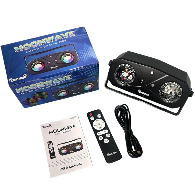 Moonwave Multi Colour 6-in-1 Party Light LED Disco Ball, Multi-Laser