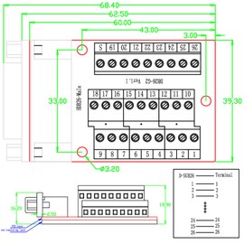 ATMLCOER DB26 Male Breakout Board Port Solderfree Adapter D-SUB Serial 26 Pin PCB Terminal Module Board Connector with Nut Insulating Mat