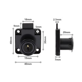 BokWin Cabinet Drawer Lock Letter Box Lock Desktop Lock Door Lock Desk Wardrobe Cabinet Locker Zinc Alloy Office Desk Drawer Locks Furniture Hardware Lock with 2 Keys(Hole Diameter 19MM) ，Black