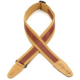 Levy's Leathers Combo Series 1" Leather Strip on 2" Cotton Strap with Genuine Suede Ends and Tri-Glide Adjustment; Tan/Tan (MC2CG-TAN-TAN)