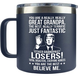 AMAZPRINTS Gifts for Grandpa from Granddaughter, Grandson, Grandchild - Grandpa Gifts for Christmas - Grandpa Funny Mug -Great Grandpa Gift - Birthday Gifts for Grandpa, 14oz Navy